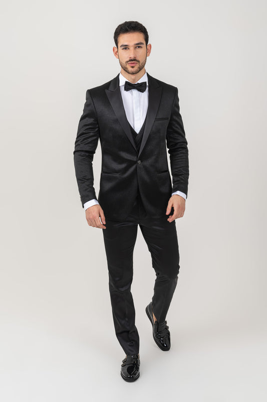 Black Men's Tuxedo Made from Luxurious Shinny Glitter