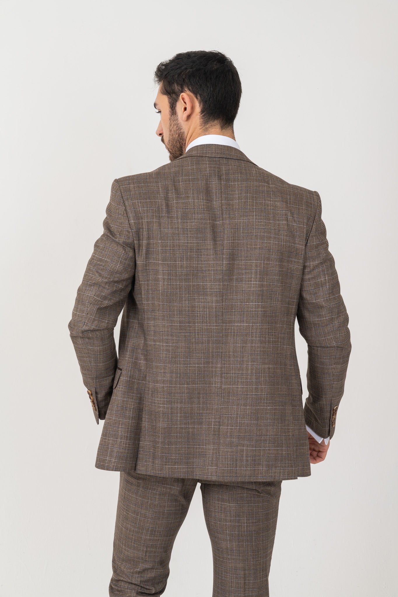 Dark Brown Suit with Complete Cross Check Pattern