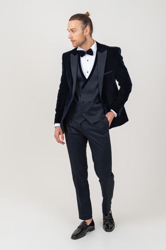 Formal full navy tuxedo suit for weddings and special occasions