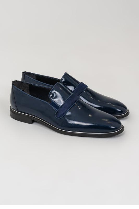 Sophisticated Shiny Navy Formal Shoes for Men, Perfect for Any Elegant Occasion.