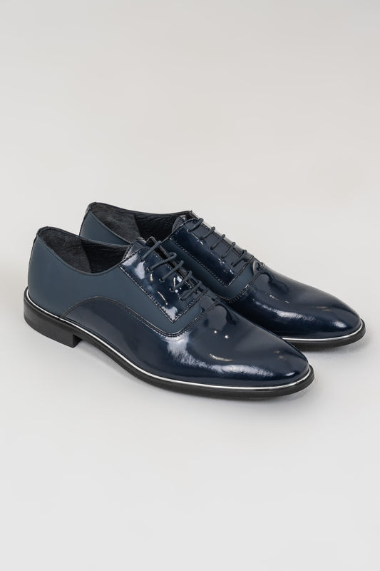 Sophisticated Shiny Navy Formal Shoes for Men, Perfect for Any Elegant Occasion