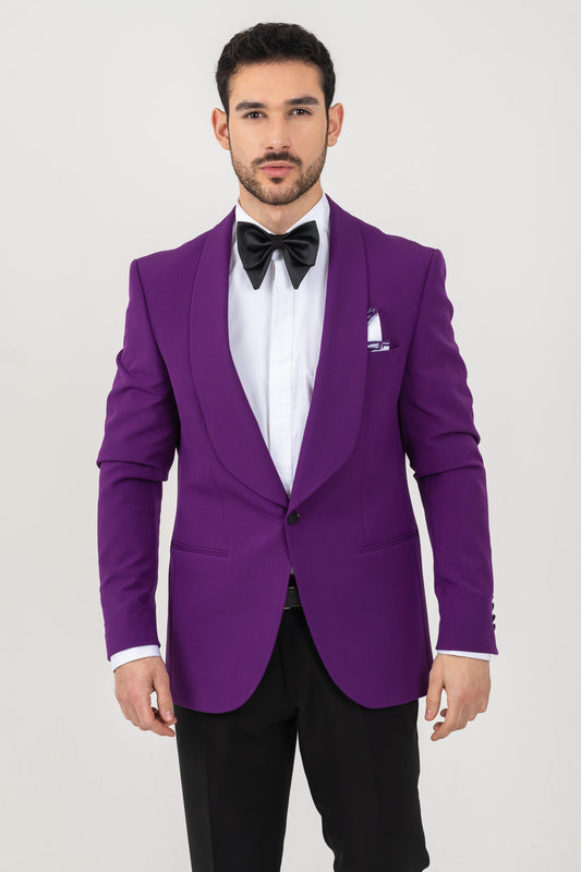Elegant Purple Tuxedo Suit for Men with Mono Lapel.