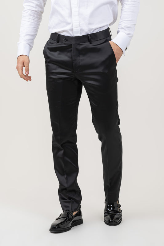 Groom's Satin Trousers for Wedding Day: Distinguished Slim Fit Style.