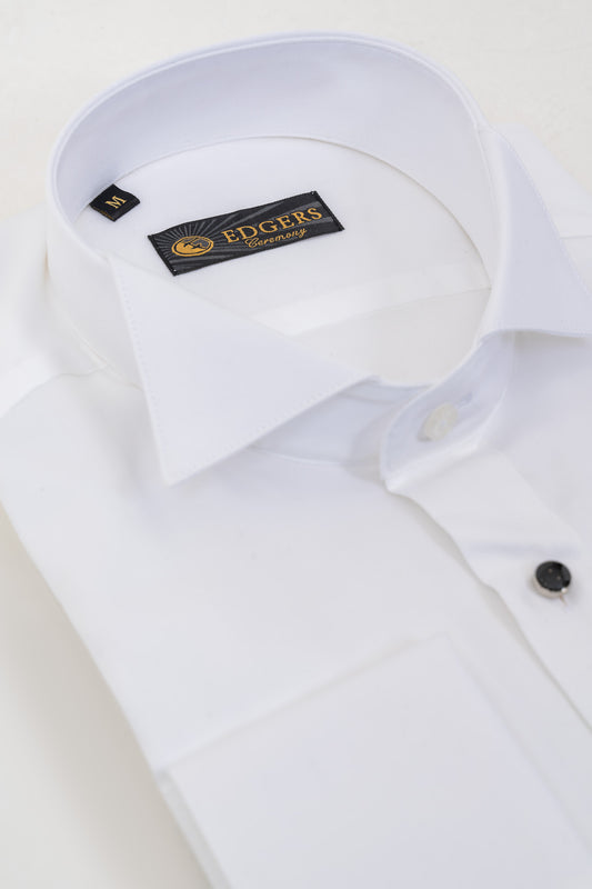 Wing Collar Shirt for Formal Attire, White 100% Cotton