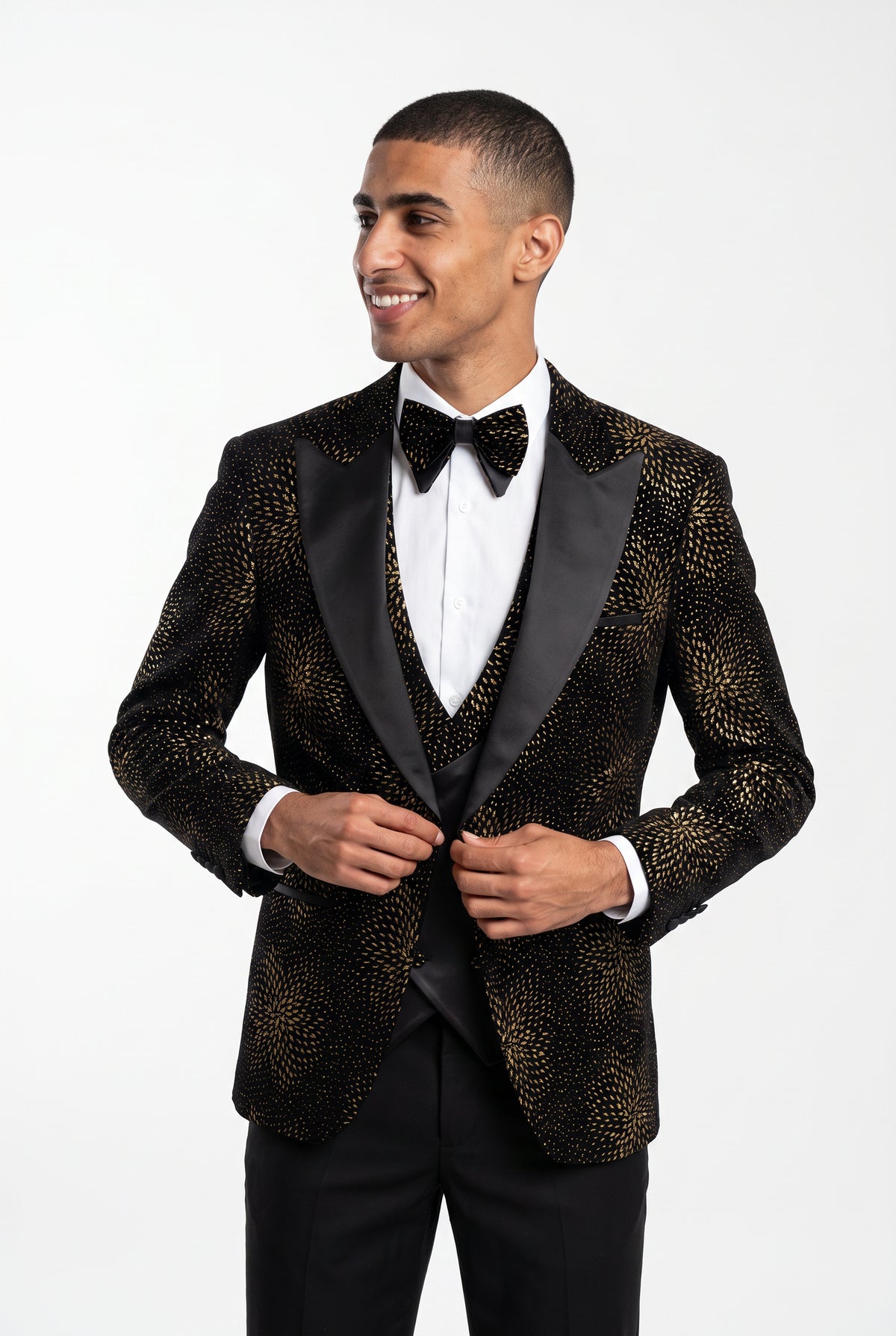 Gold Starburst Velvet Tuxedo Suit