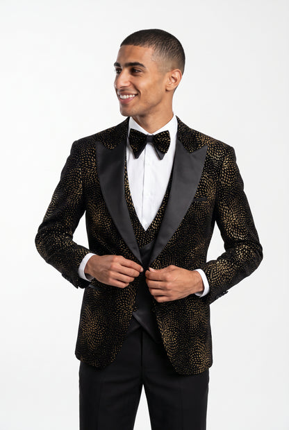 Gold Starburst Velvet Tuxedo Suit