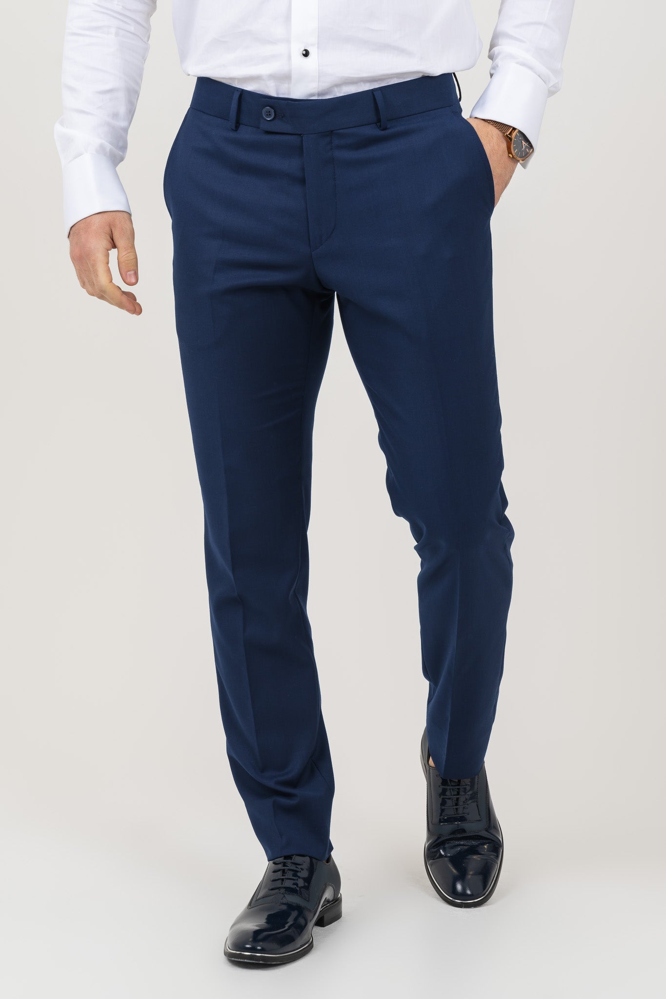 Men's Navy Blue Formal Trousers with a Classic Cut