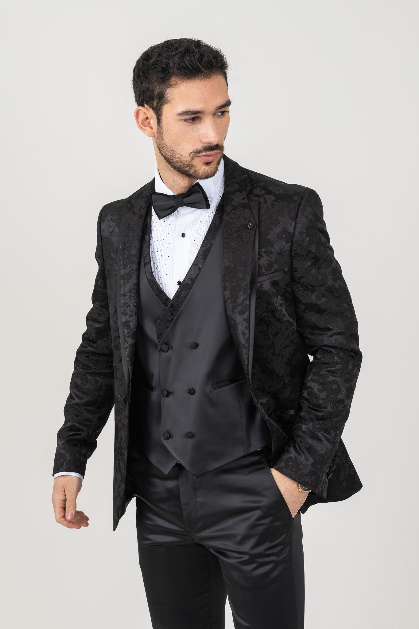Formal black tuxedo suit for weddings and special occasions