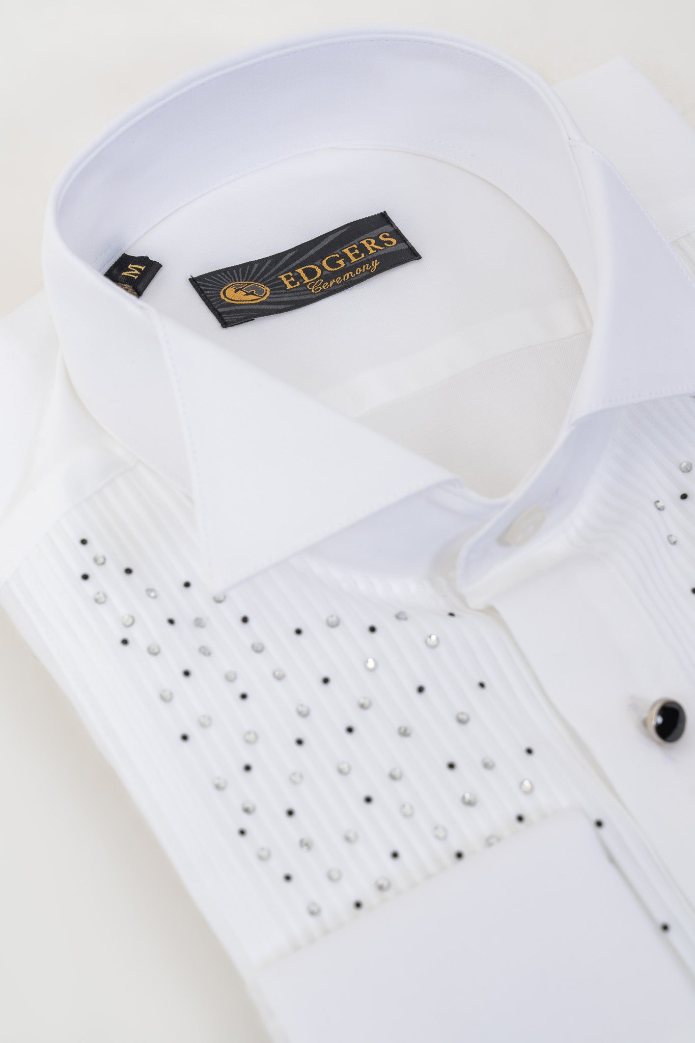 Men's White Shirt with Diamond Bib for Weddings, Classic and Timeless Choice for a Groom's Attire.