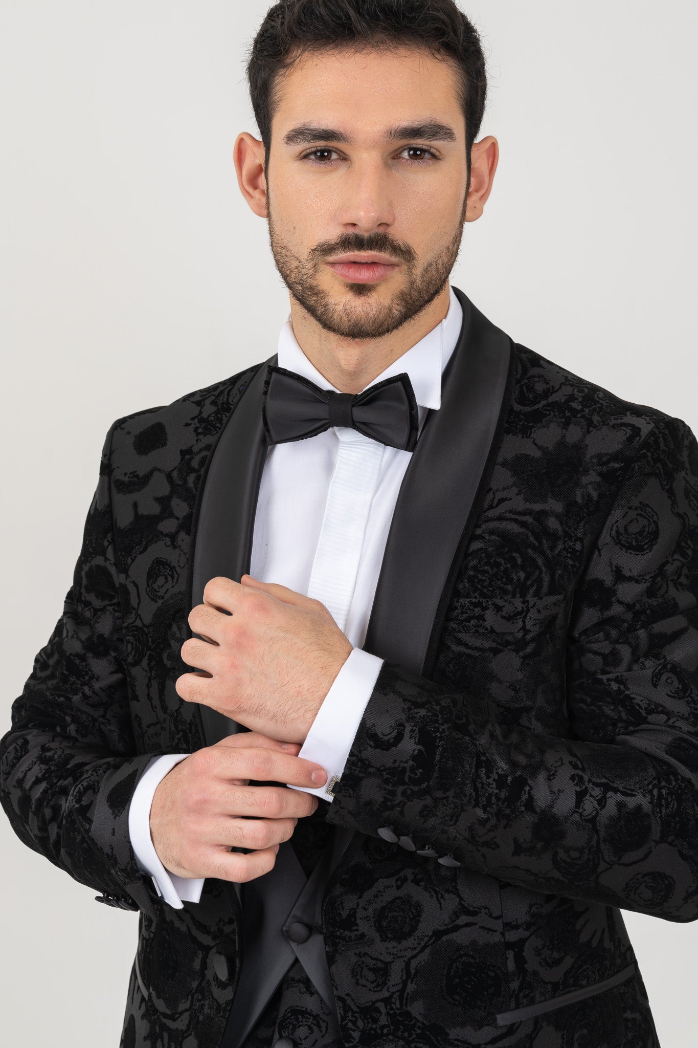 Black Tuxedo With A Lining Shawl Lapel.
