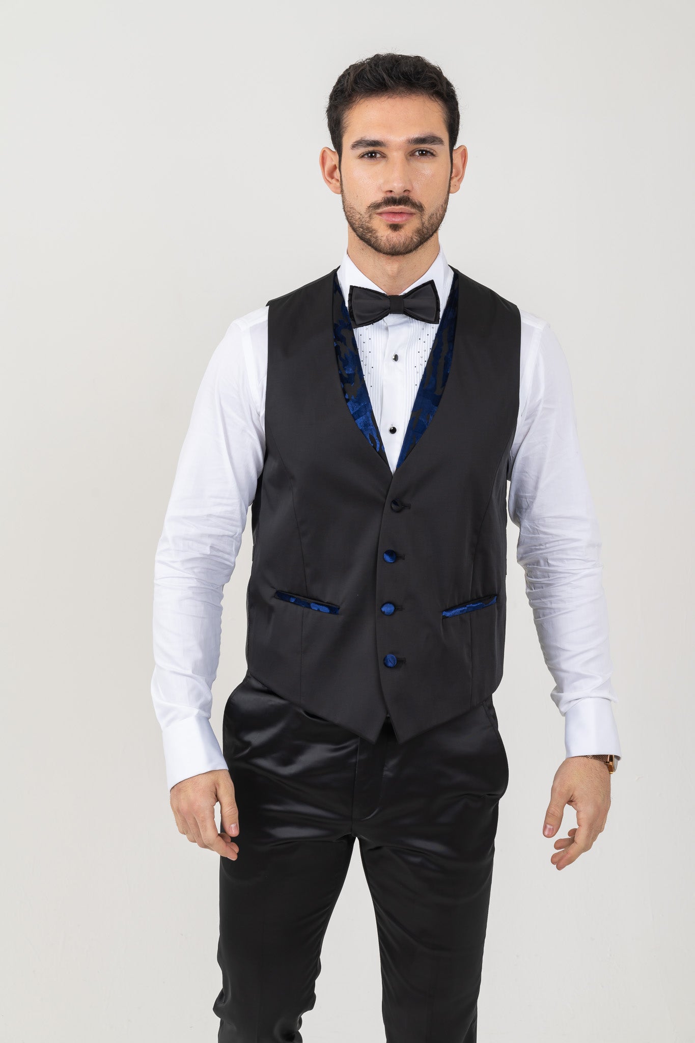 Detail of velvet lining on a men's satin waistcoat