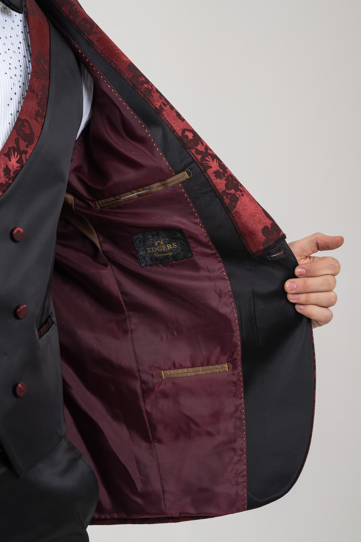 Men's suit with an elegant embossed print design
