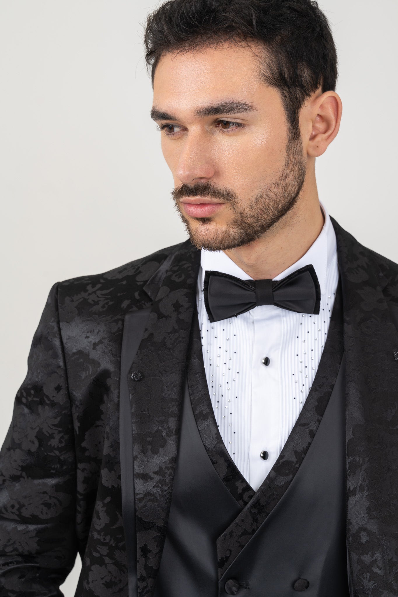 Wedding Attire for Groom. Diamond Bib White Shirt, Slim Fit 100% Cotton
