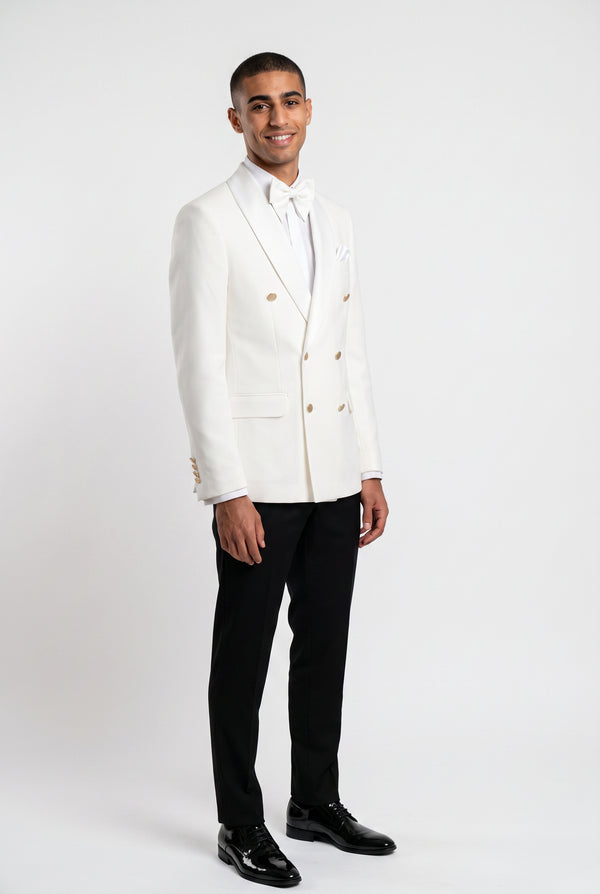 White Double Breasted Shawl Lapel Tuxedo